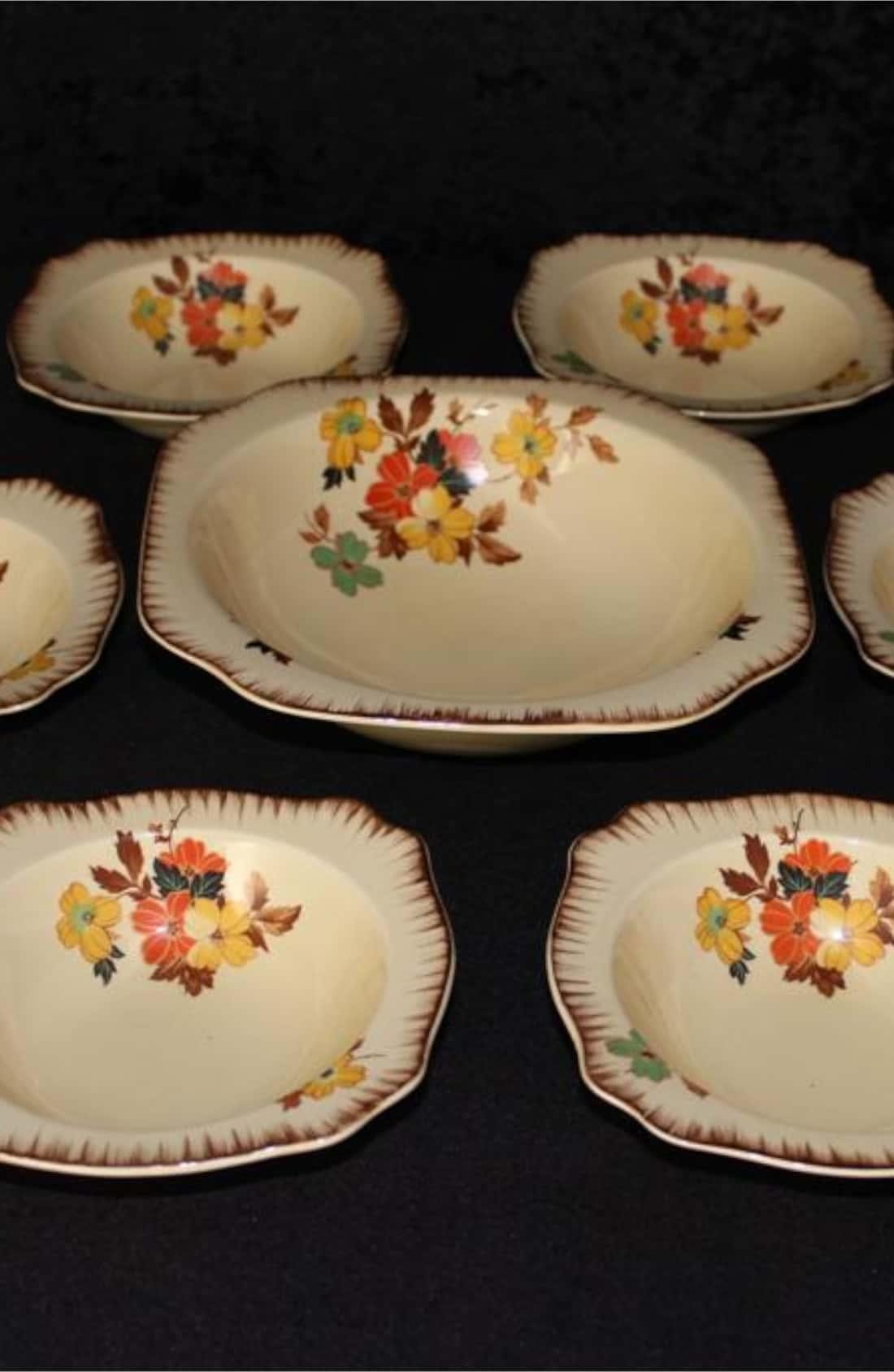 Royal Staffordshire Porcelain Honey Glaze Pattern Hand Painted Dinner