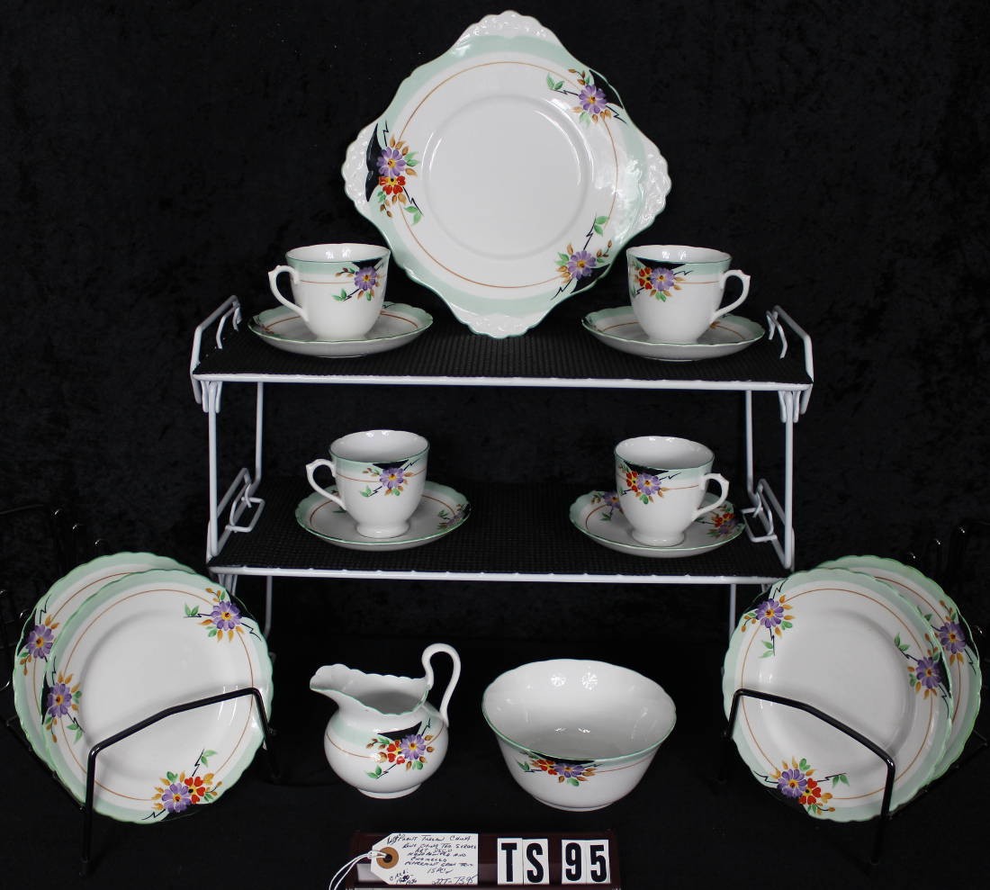 Vintage Tuscan China Pattern 8764 Oriental Gilt and Black Set of 3 Trios Coffee Cups Saucers and Tea Plates