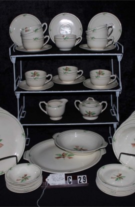 Steubenville USAO Pattern Bone China Dinnerware  53 Piece Set with Platter , Cups and Saucers