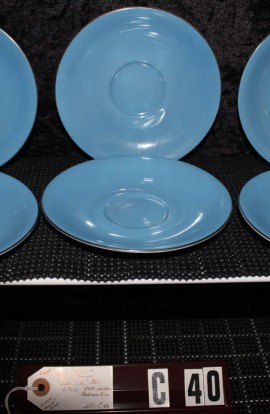 Vintage Royal Albert Sorrento Pattern China , Set of six Blue Saucers
