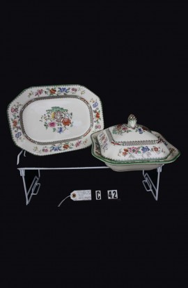 Copeland Spode Fine Bone China Chinese Rose Pattern 2 9253 Serving Pieces - Platter and Covered Vegetable Bowl