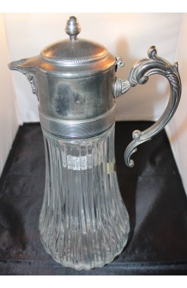 Godinger of Italy Crystal Silverplated Spout and Handle Antique Ice Tubed Pitcher