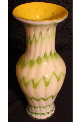 Murano Art Glass Vintage Hand Blown Spring Fever Pattern Over 12 Inch Tall Vase