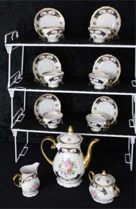 Bayreuth Bavaria Germany Gloria Porcelain China Vintage Tea Set by Handwork , A 17 Piece Set , Service for Six