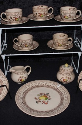 Johnson Brother Staffordshire Old Granite Fruit Sampler Older Pattern China Tea Set of 22 Pieces
