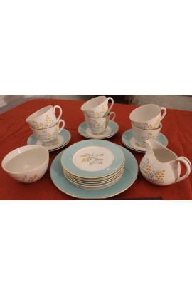 Ridgeway Potteries LTD England Miramar White Mist Pattern Vintage China Tea Set