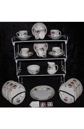 Lustre Ware Fine China Green Opalescent Pattern 21 Piece Vintgage Tea Set