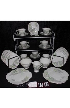 Royal Stafford Fine Bone China Hand Enameled Red Center Pattern Vintage Tea Set