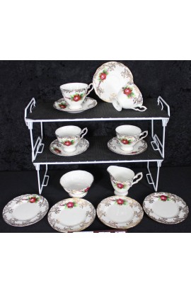 Paragon Fine Bone China Red Rose Pattern C57 Vintage 5 Piece Partial Tea Set