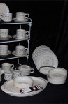 Temper Ware Lenox Blue Breeze Pattern China Dinnerware with Cups , Saucers and Salad Plates 