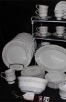 Sango Debuante Pattern 3688 China Dinnerware with Platter , Vegetable Bowl and Dinner Plates