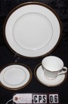Waterford Fine Bone China Ashworth Pattern WFCASH , A 4 Piece Set , Cup, Saucer , with Dessert and Dinner Plates