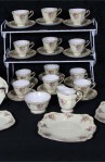 Roslyn Floral Scalloped Fine Bone China Tea Set , A 40 Piece Set , Service for Twelve
