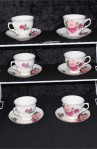 Gainesborough Peach and Red Rose H 37 7 Pattern Fine Bone China Vintage Tea Set . An 18 Piece Set of Six Trios