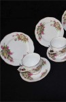 Bell Fine Bone China Vintage Floral Tea Trio Sets by Shore and Coggins , 4 Cups , 4 Saucers