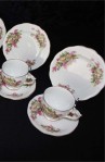 Bell Fine Bone China Vintage Floral Tea Trio Sets by Shore and Coggins , 5 Tea Plates
